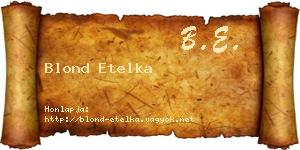 Blond Etelka névjegykártya